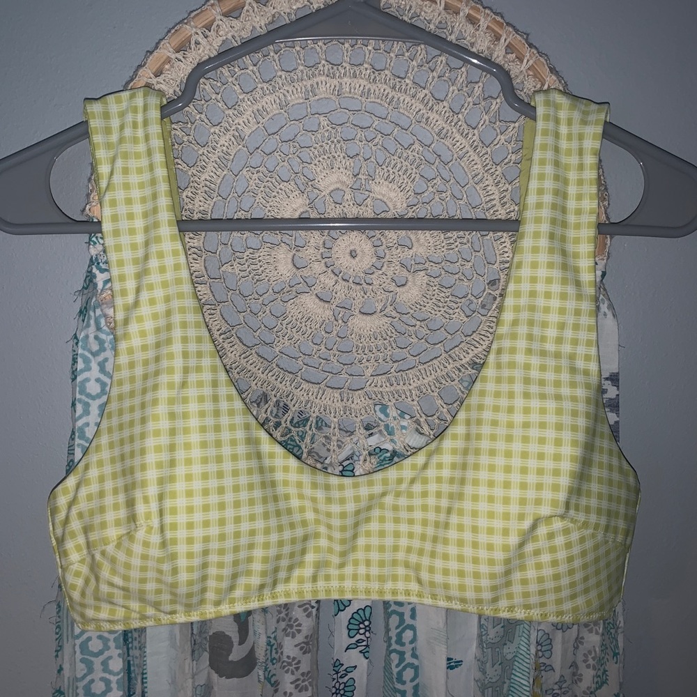 Aerie Green Gingham Bathing Suit Top